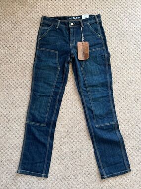 Carhartt Slim Straight Jeans - Dark Blue with Tan Stitching